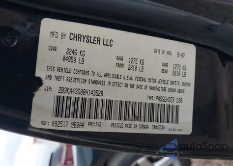 2008 Dodge Charger z USA, uszkodzony, nr VIN 2B3KA43G08H143528